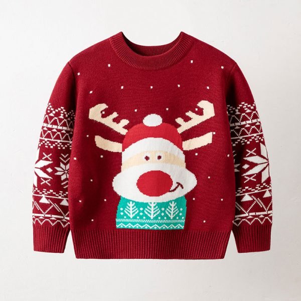 Kid’s Ugly Christmas Sweater – Red Nosed Reindeer