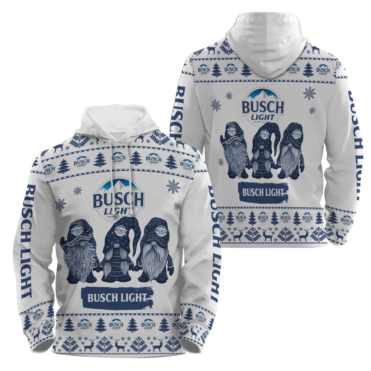 Busch Light Christmas Gnomies Pullover Zip Hoodie