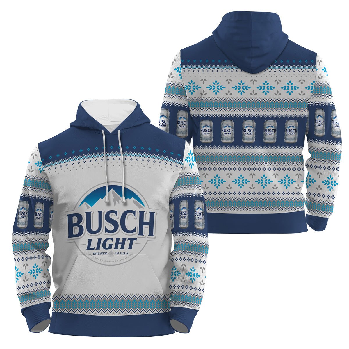 Phemestore Busch Light Festive Holiday Pullover Zip Hoodie
