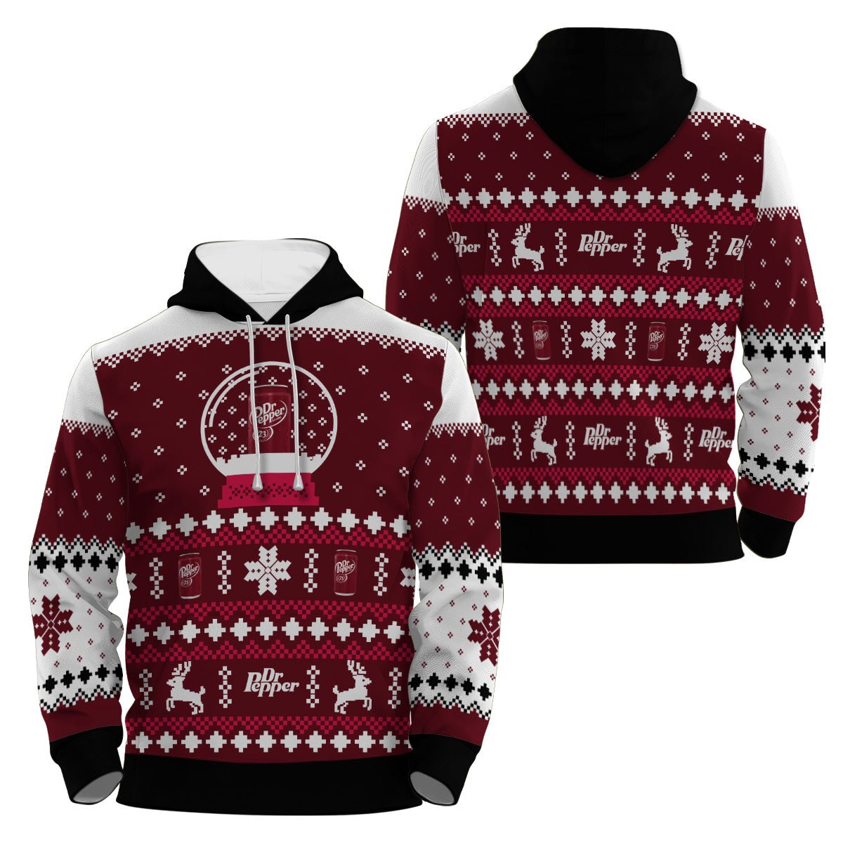 Phemestore Dr Pepper Christmas Crystal Ball Pullover Zip Hoodie