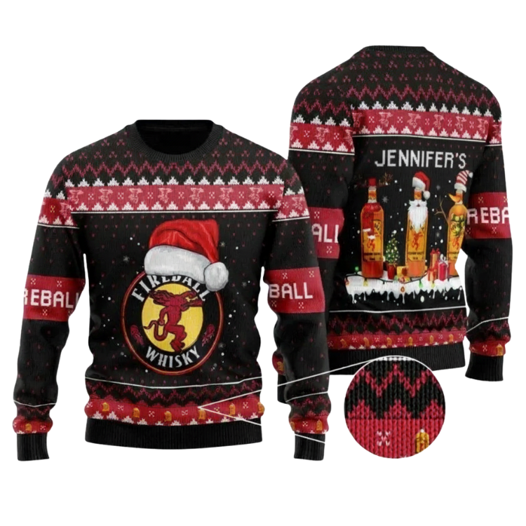 Fireball Bottle Santa Ugly Sweater