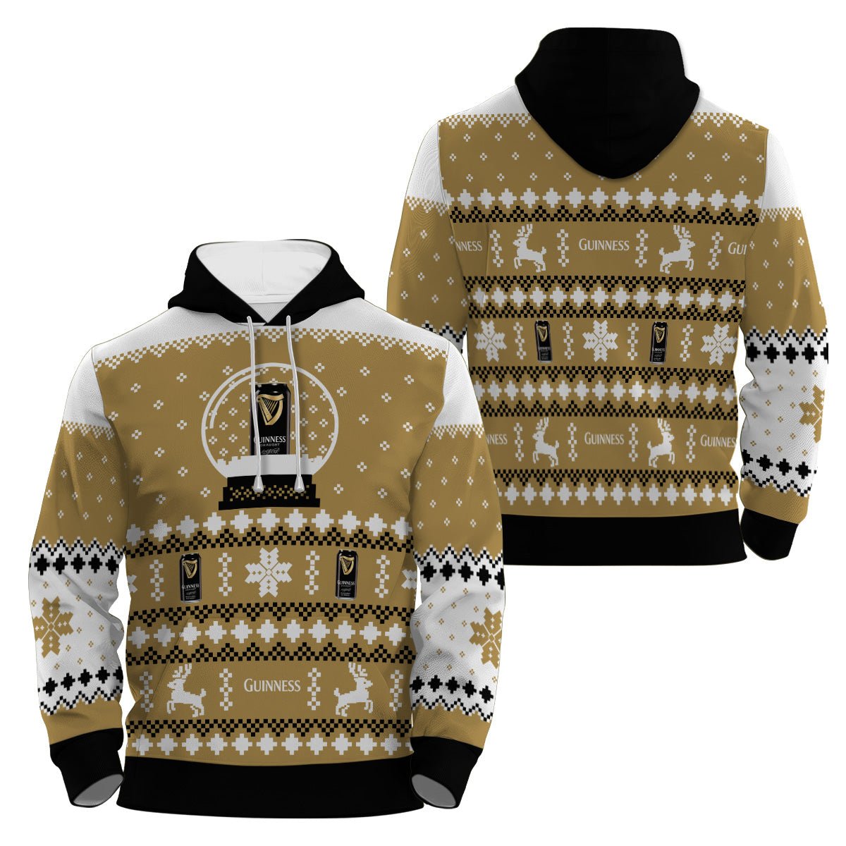 Guinness Christmas Crystal Ball Pullover Holiday Zip Hoodie