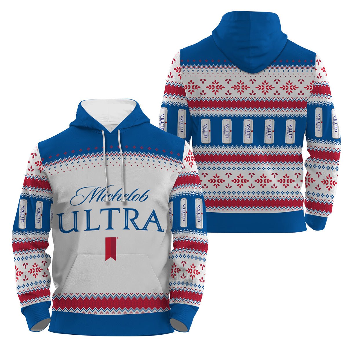 Michelob Ultra Festive Holiday Pullover Zip Hoodie