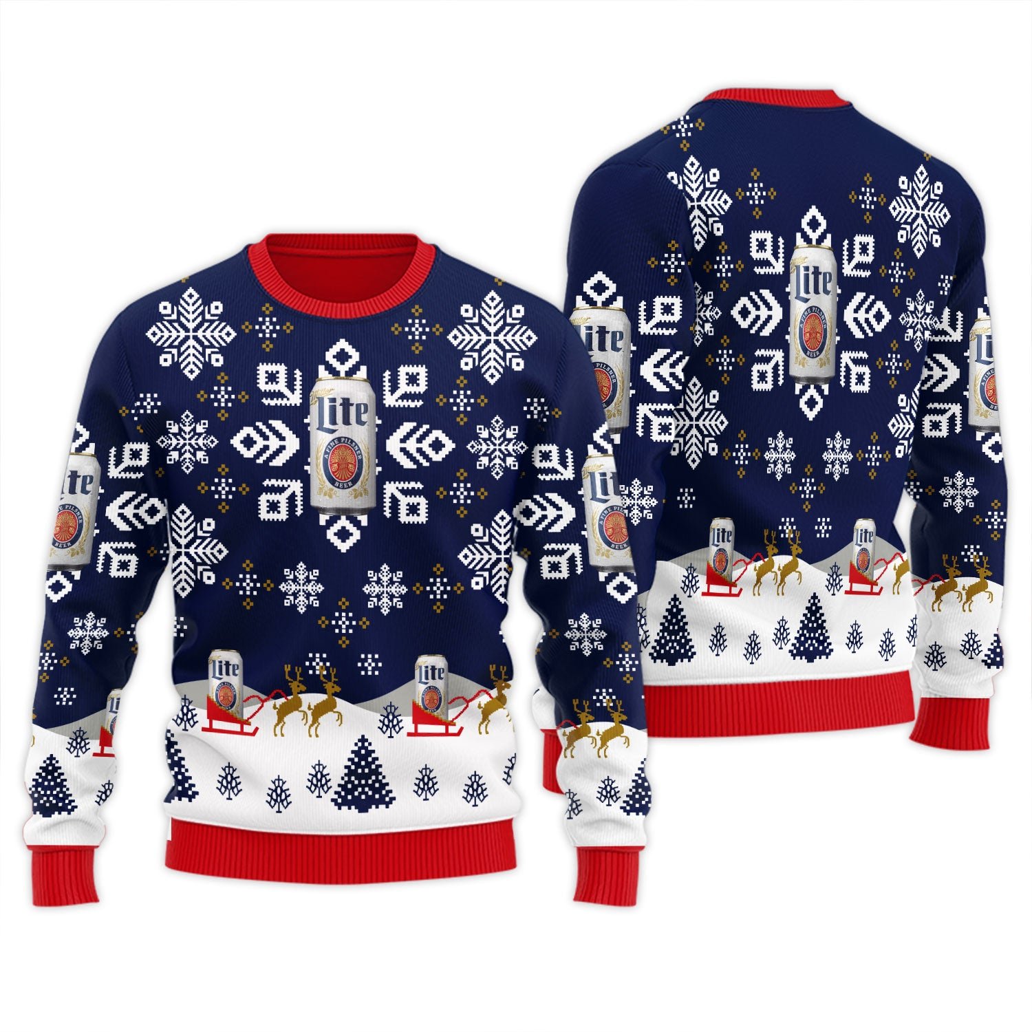 Miller Lite Snowflake Ugly Sweater