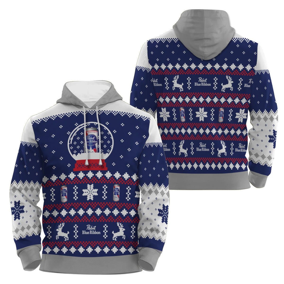 Pabst Blue Ribbon Christmas Crystal Ball Pullover Zip Hoodie