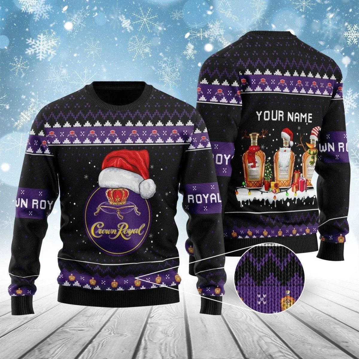 Crown Royal Peach Whisky Ugly Christmas Sweater