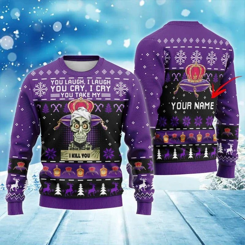 Crown Royal Funny Skeleton Ugly Sweater