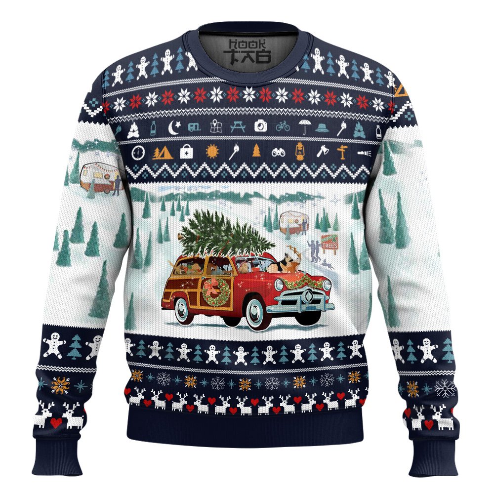 Dog Pickup Retro Camper And Wagog Ugly Christmas Sweater
