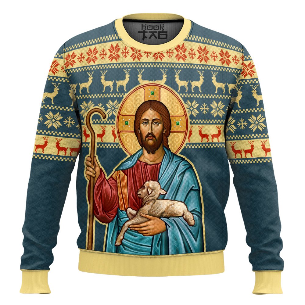 The Good Shepherd Artwork Ugly Christmas Sweater