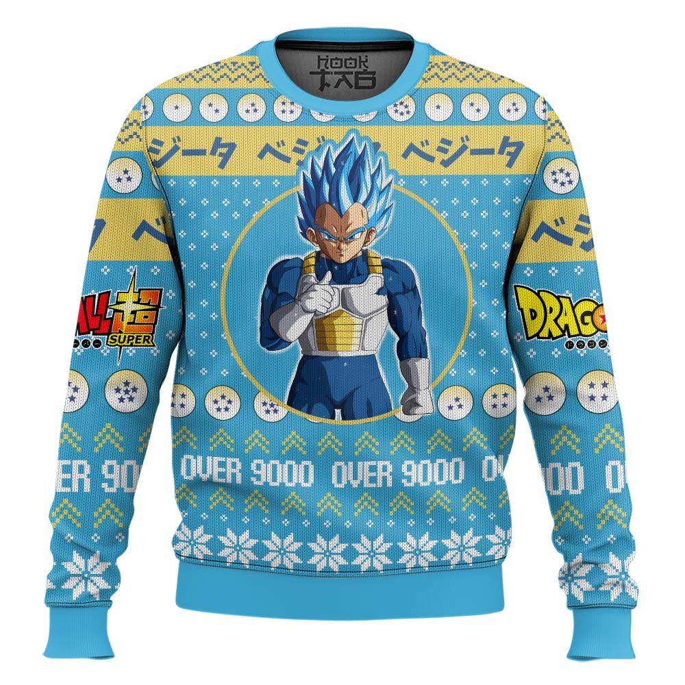 Vegeta Fandom Over 9000 Dragon Ball Ugly Christmas Sweater