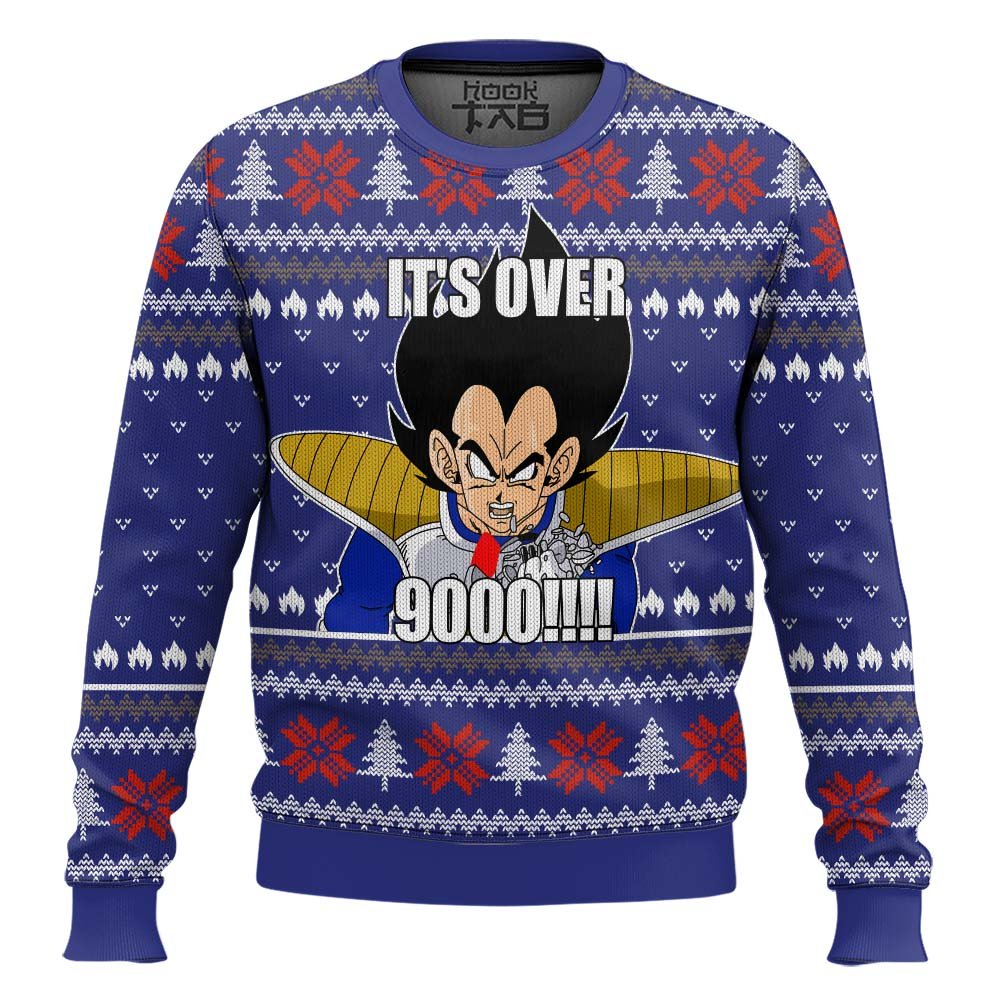 Vegeta It's Over 9000 Dragon Ball Ugly Christmas Sweater