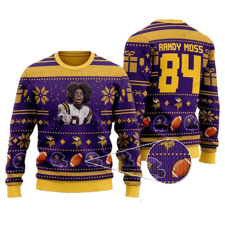 Randy Moss 84 Minnesota Vikings NFL Ugly Christmas Sweater