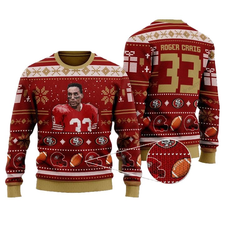 Roger Craig 33 San Francisco 49ers NFL Ugly Christmas Sweater
